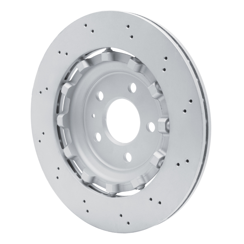 Audi RS5 Brake Rotor (1) - Rear - R1 Concepts - Hi-Carbon Alloy GEOMET Coated Rotor - Drilled - `13-`15